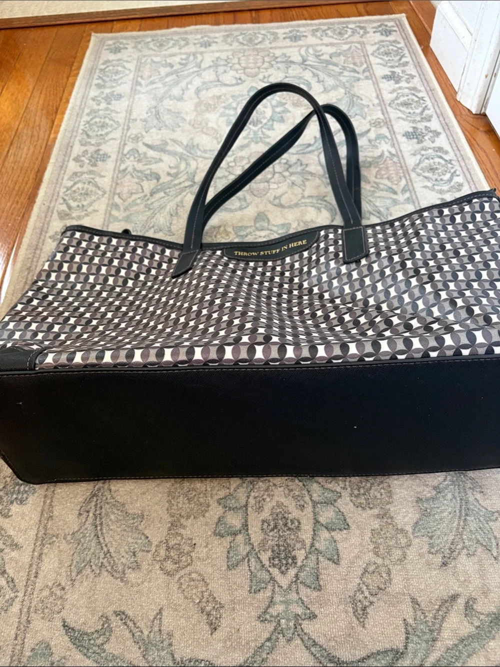 Time and Tru Throw Stuff In Here Tote Bag (Black)
